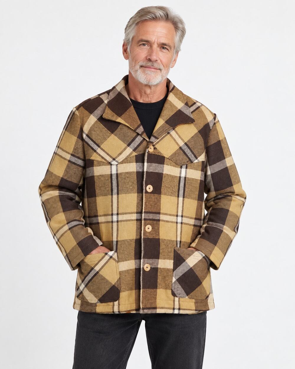 Vintage Kikwear Los Angeles Plaid Wool Blend Jacket Men’s Large USA